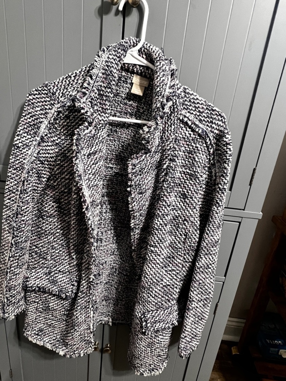 Chico's Heavy Cardigan Structured Notch Collar Long Sleeve Sweater Size 1